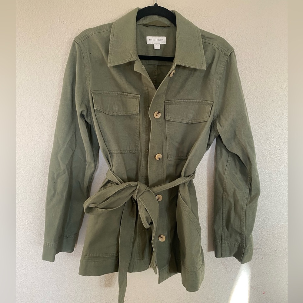 Green trench green denim jacket